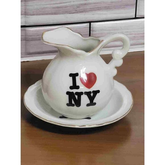 I love NY Pitcher and Saucer Set - Picture 1 of 5